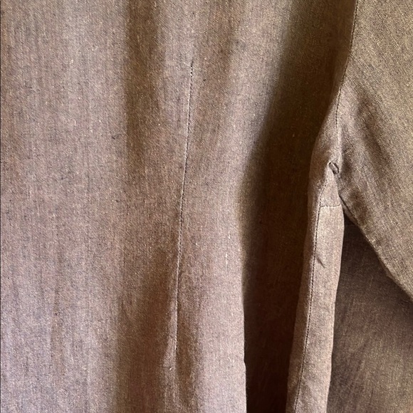 FLAX Purple Button Down 100% Linen Lagenlook Boho Office Career Shirt Sz Lg - Picture 10 of 14